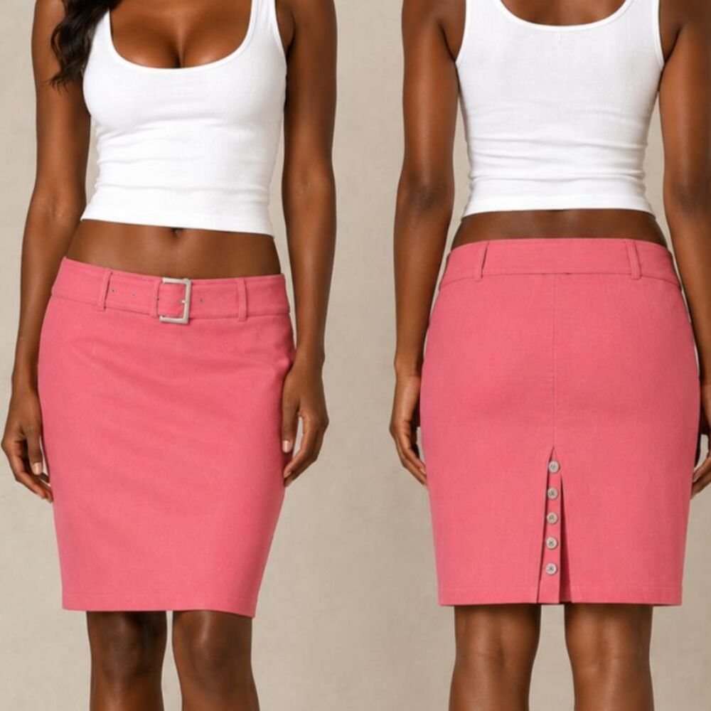Y2K Pink Belted Pencil Skirt Size‎ Small Mid Rise Vintage 2000s